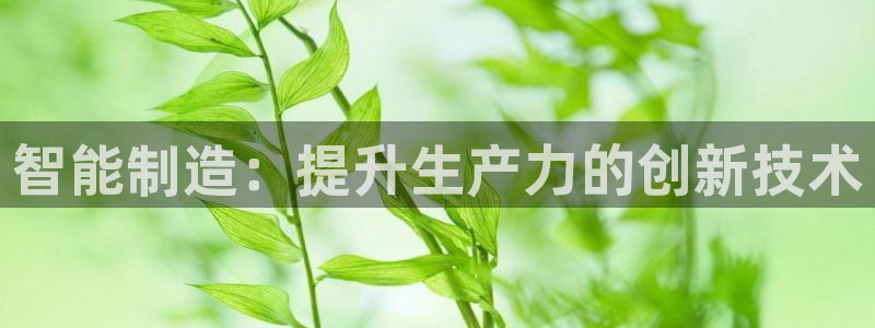 彩神网官网登录：智能制造：提升生产力的创新技术
